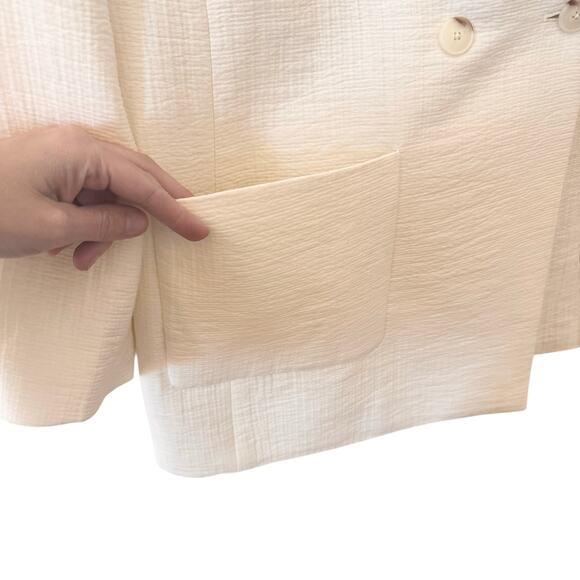 Talbots Textured Double-Breasted Blazer White Ivory Plus Size 16W - Picture 7 of 14